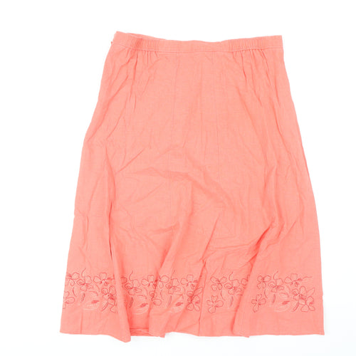 Marks and Spencer Pink Embroidered Midi Skirt Size 16