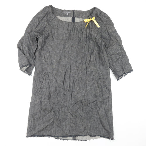 Laura Ashley Women's Grey Bow Accented Dress Size 12