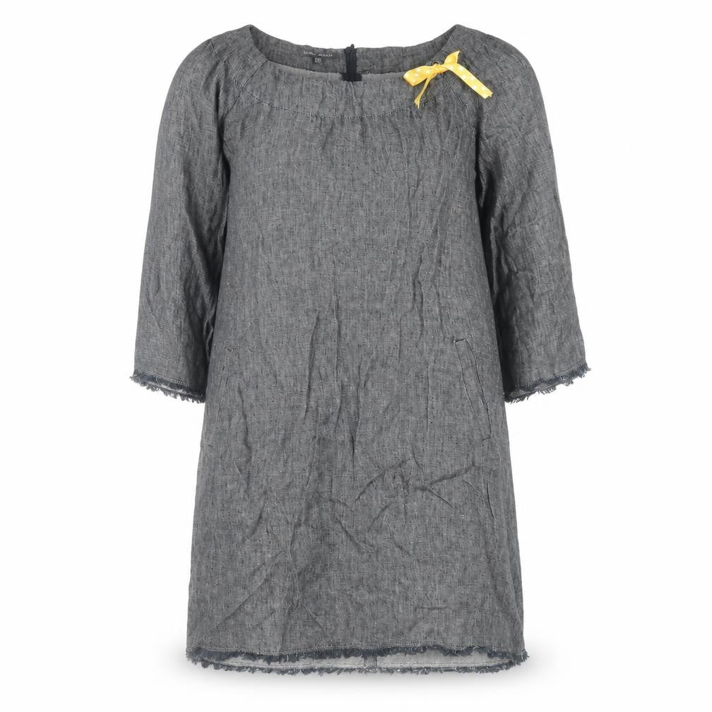 Front view of Laura Ashley Women's Grey Bow Accented Dress, size 12