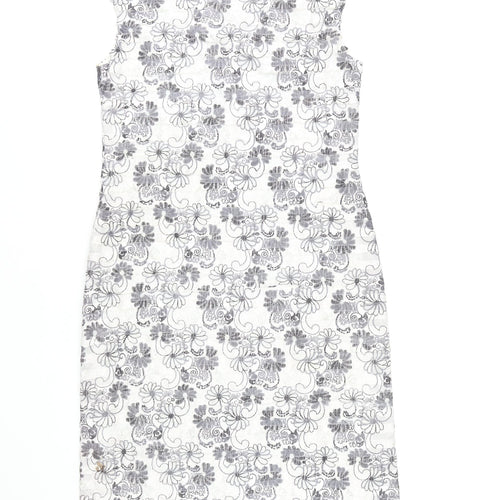 Tia Women's White Floral Sheath Dress Size 12