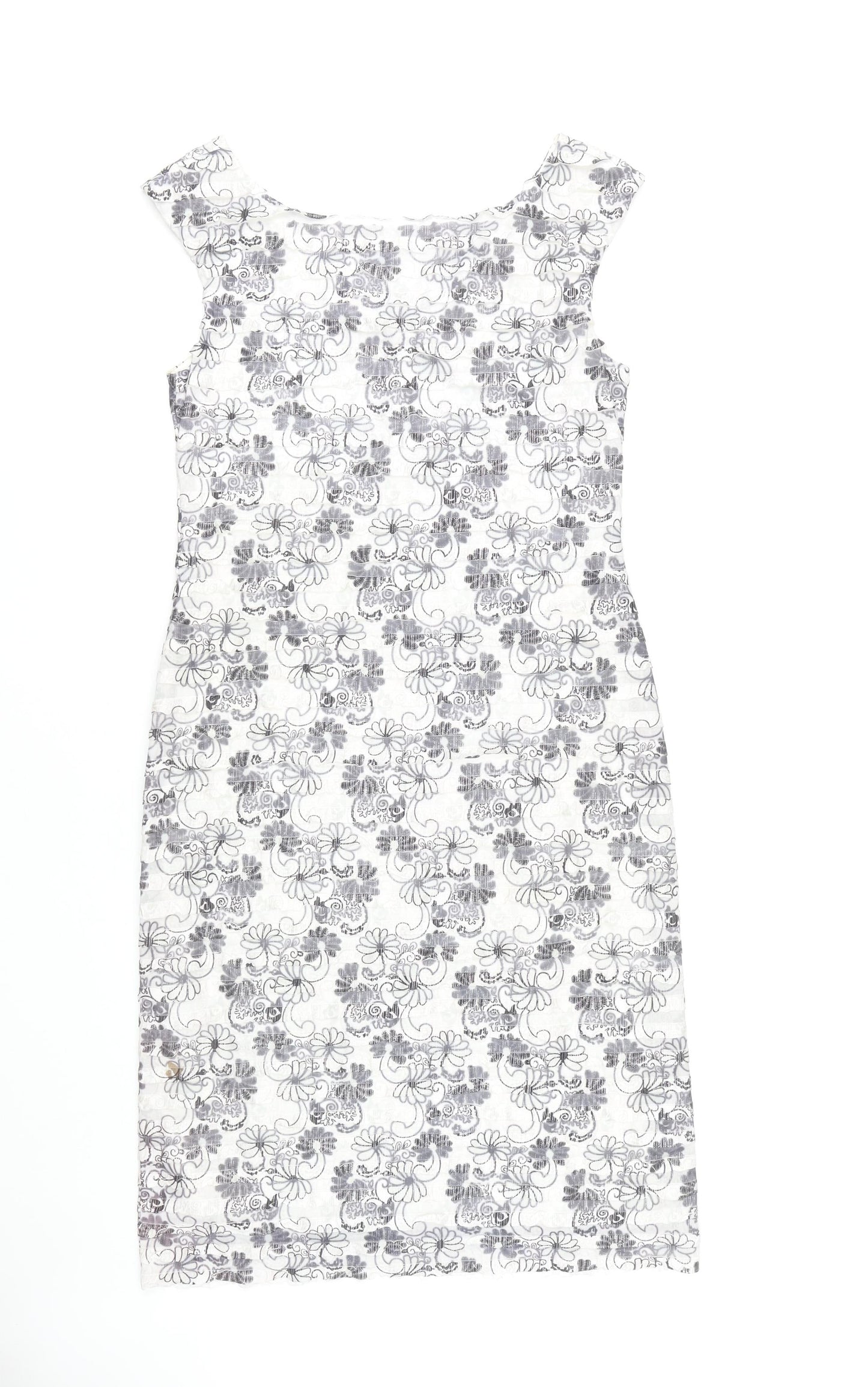 Tia Women's White Floral Sheath Dress Size 12