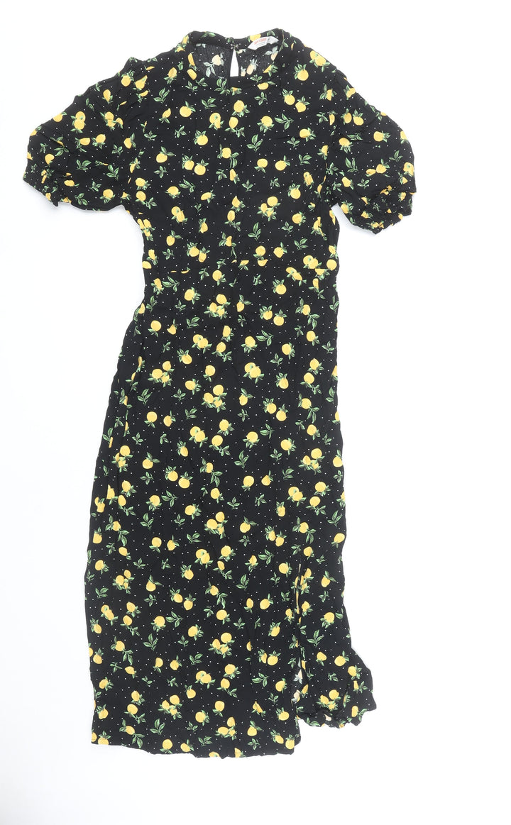 John Lewis Women's Black Midi A-Line Dress, Size 14