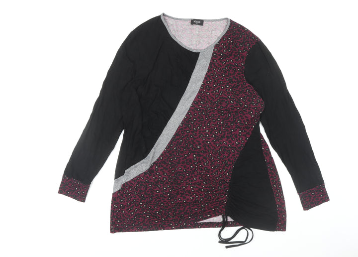 Klass Women's Black Animal Print Long Sleeve Top XL