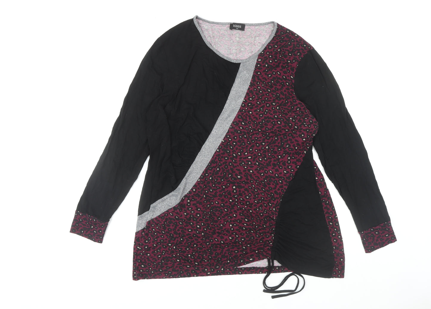Klass Women's Black Animal Print Long Sleeve Top XL
