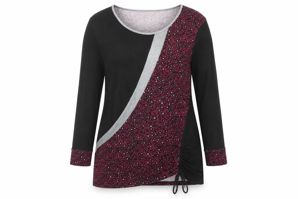 Klass Women's Black Animal Print Long Sleeve Top XL