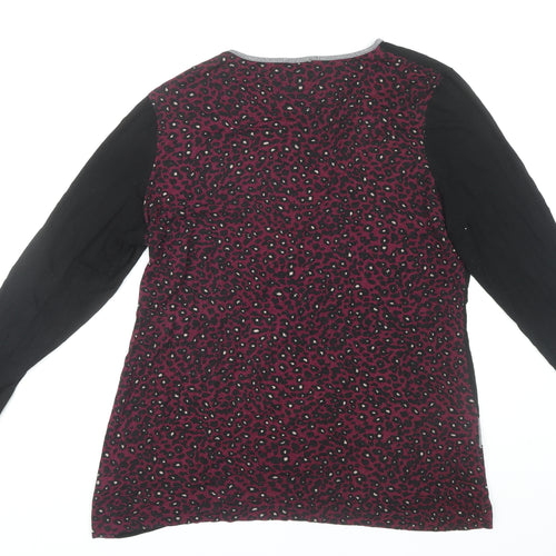 Klass Women's Black Animal Print Long Sleeve Top XL
