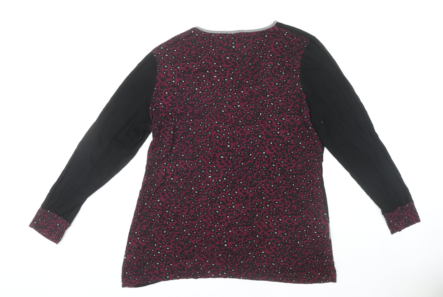 Klass Women's Black Animal Print Long Sleeve Top XL