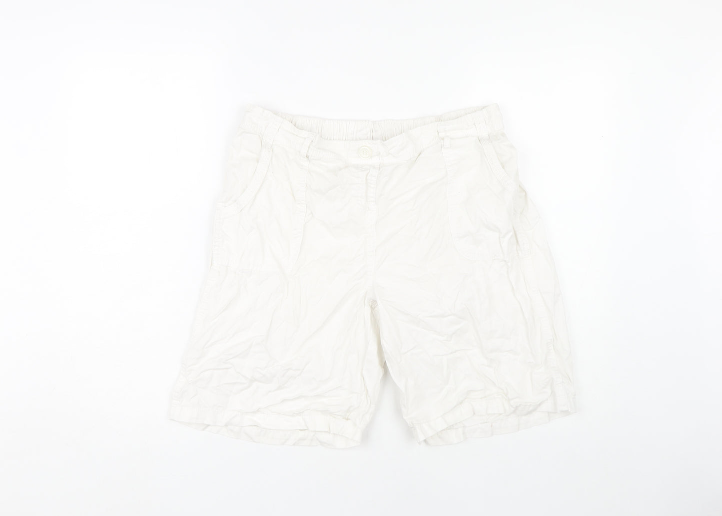 Bonmarché Womens White Cotton Shorts Size 16