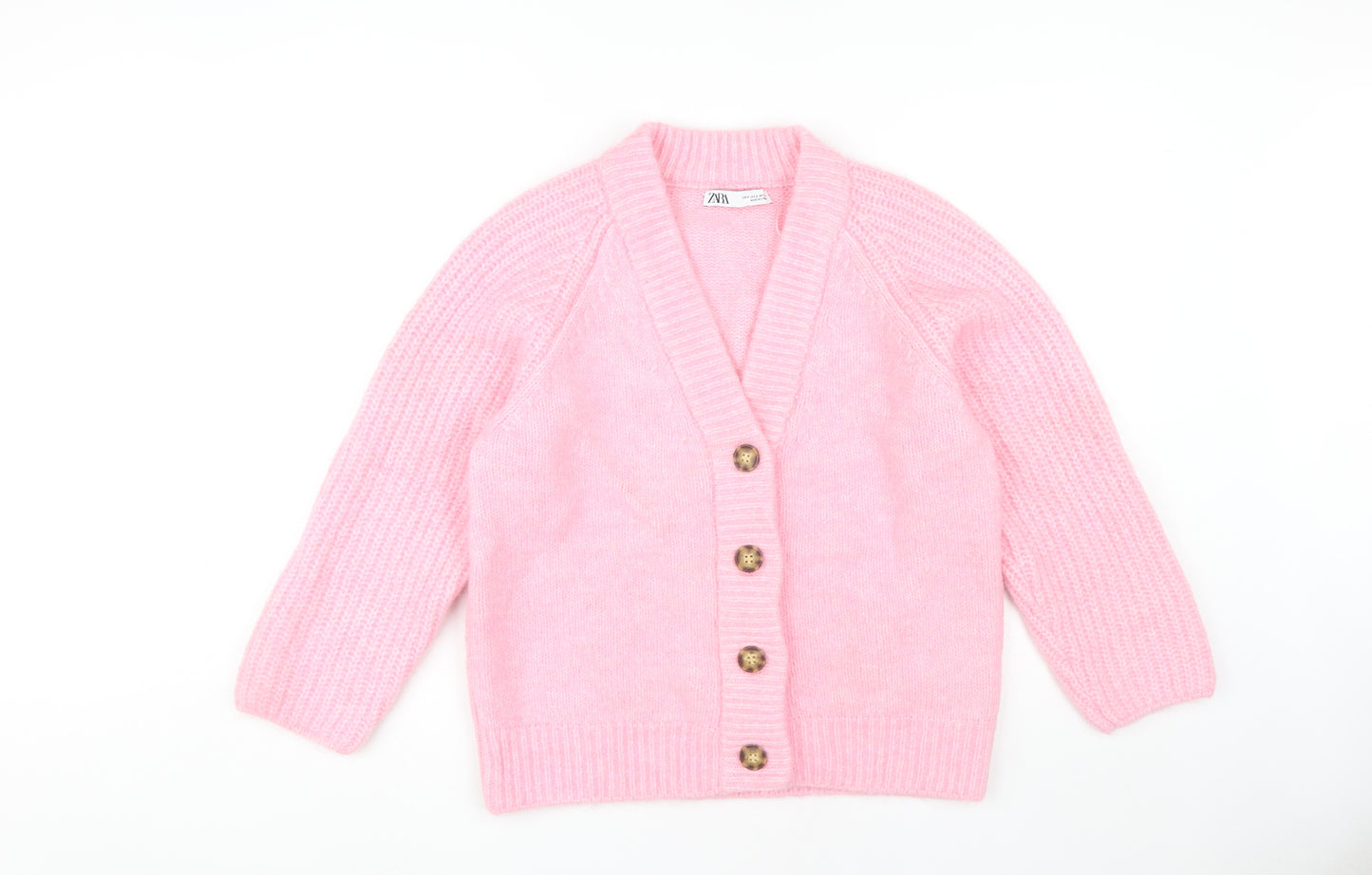 Zara Women's Pink Cardigan, Size 6, Chunky-Knit