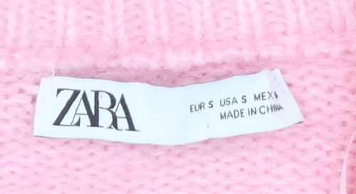 Zara Women's Pink Cardigan, Size 6, Chunky-Knit