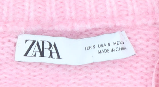 Zara Women's Pink Cardigan, Size 6, Chunky-Knit