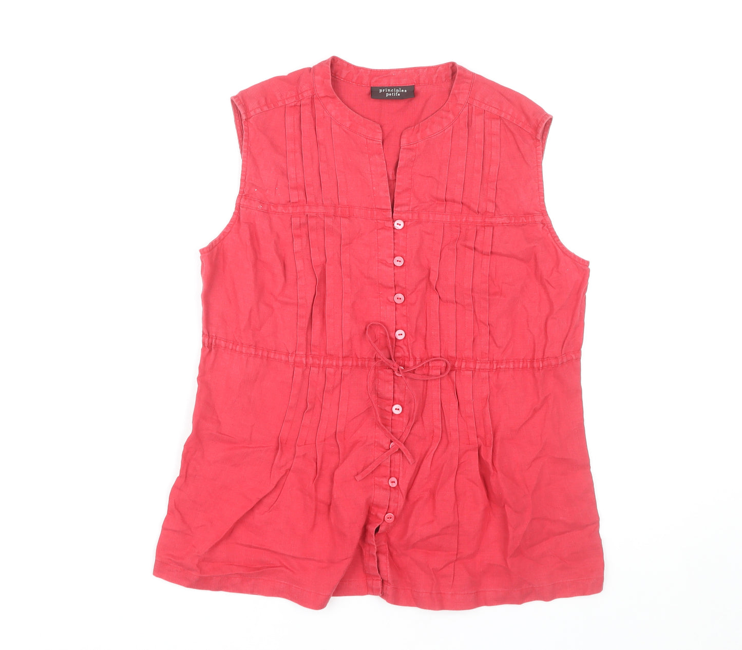 Principles Women's Red Linen Sleeveless Blouse Size 12