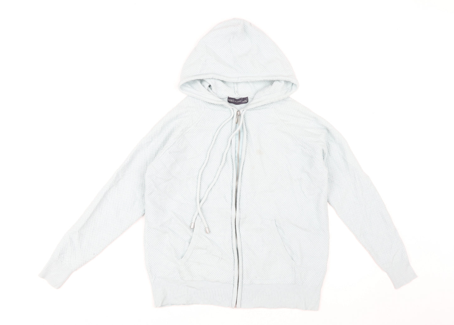 Marks & Spencer Women's Blue Hoodie, Size S, Full Zip