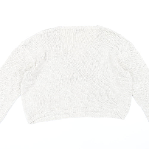 Zara Women's Beige V-Neck Chunky Knit Pullover - Size M