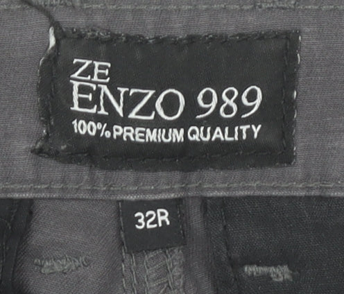 ZE ENZO Men's Grey Trousers Size 32