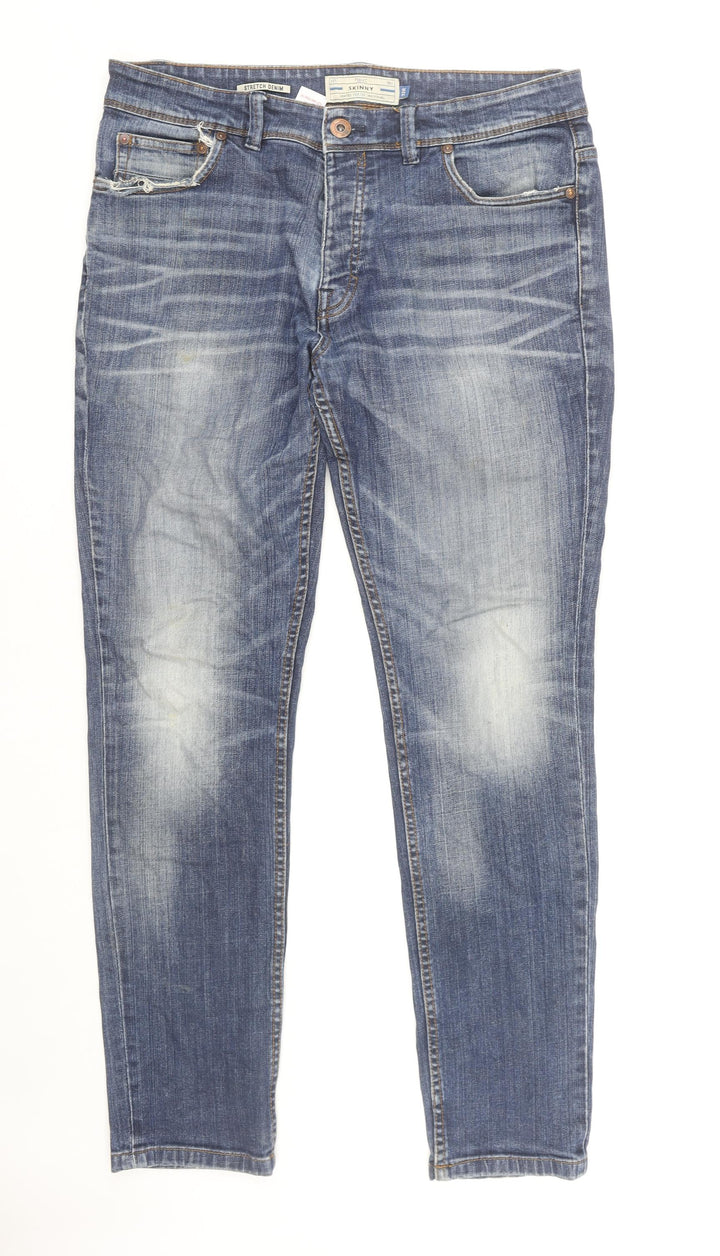 Next Men's Blue Skinny Jeans 32 Waist Mid Rise