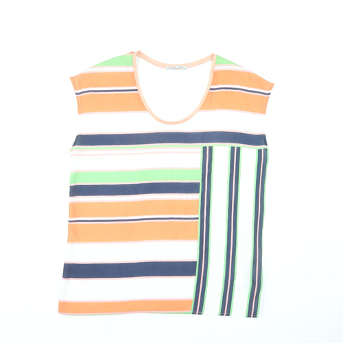 Zara Women's XL Multicoloured Striped T-Shirt