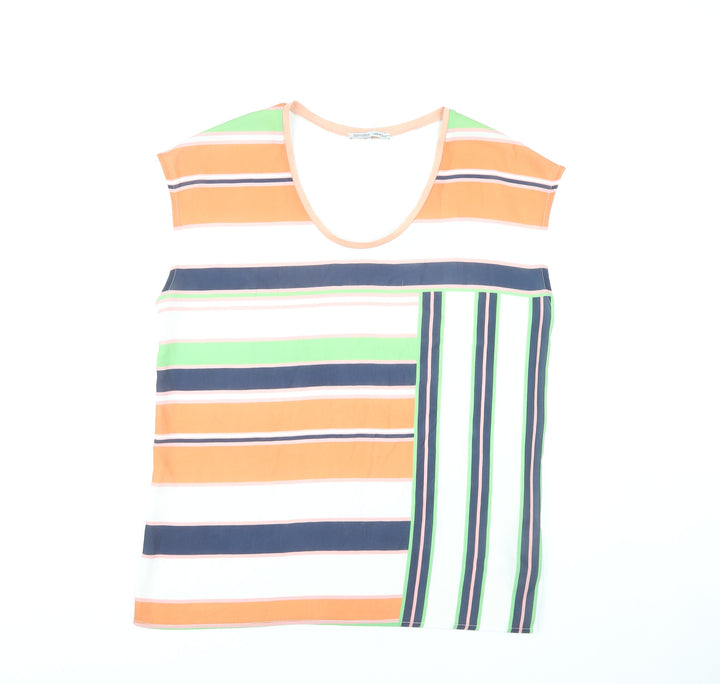Zara Women's XL Multicoloured Striped T-Shirt