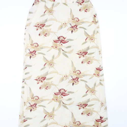 Episode Women's Ivory Floral Silk A-Line Skirt Size 14