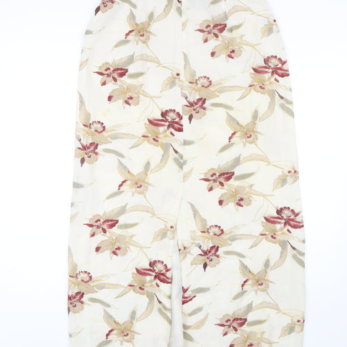 Episode Women's Ivory Floral Silk A-Line Skirt Size 14