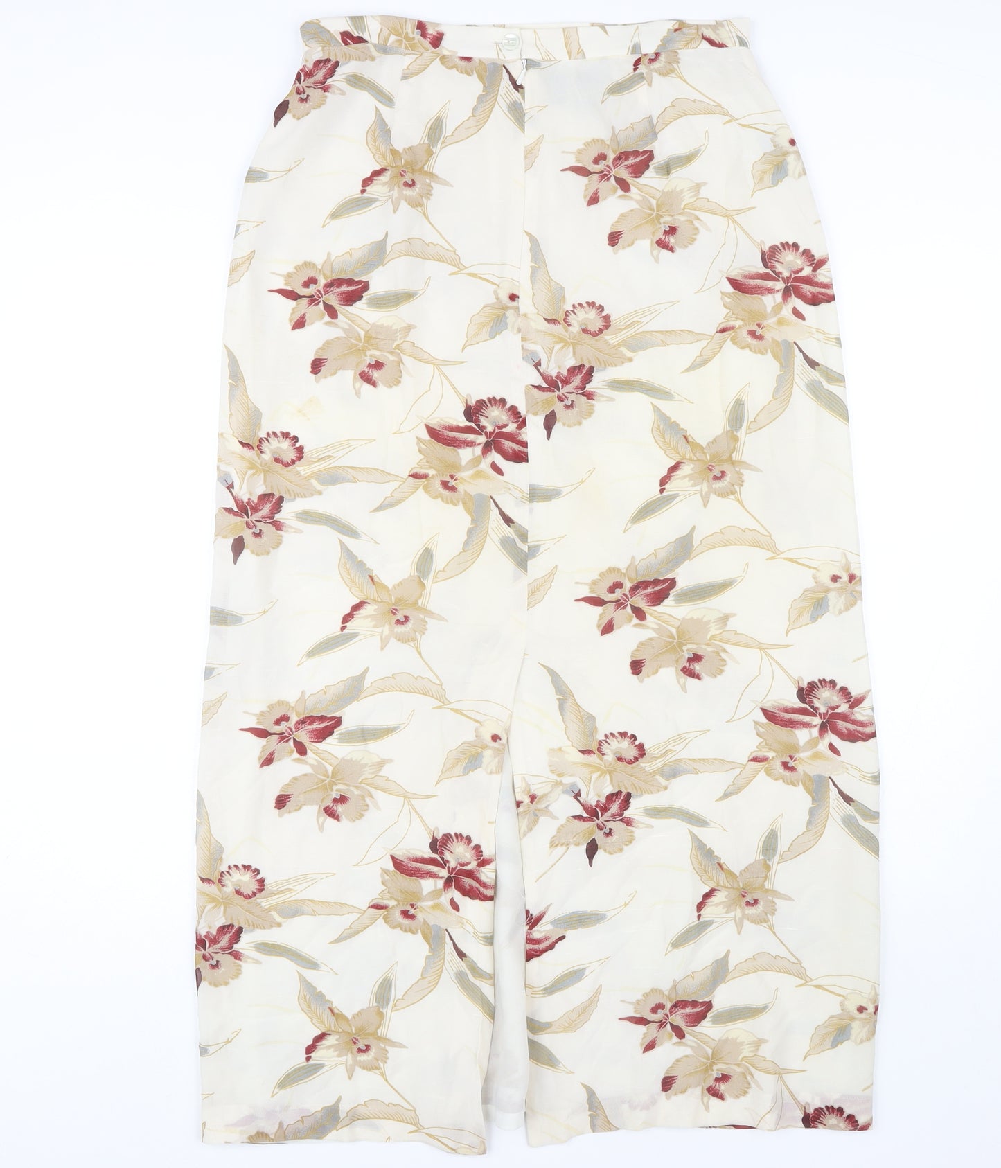 Episode Women's Ivory Floral Silk A-Line Skirt Size 14