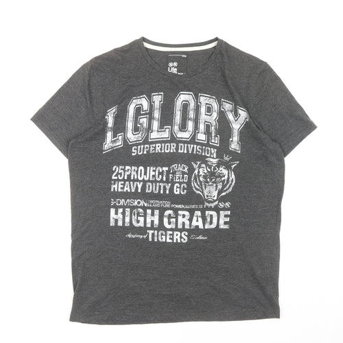 Officers Club Men's Grey XL Sporty Graphic T-Shirt