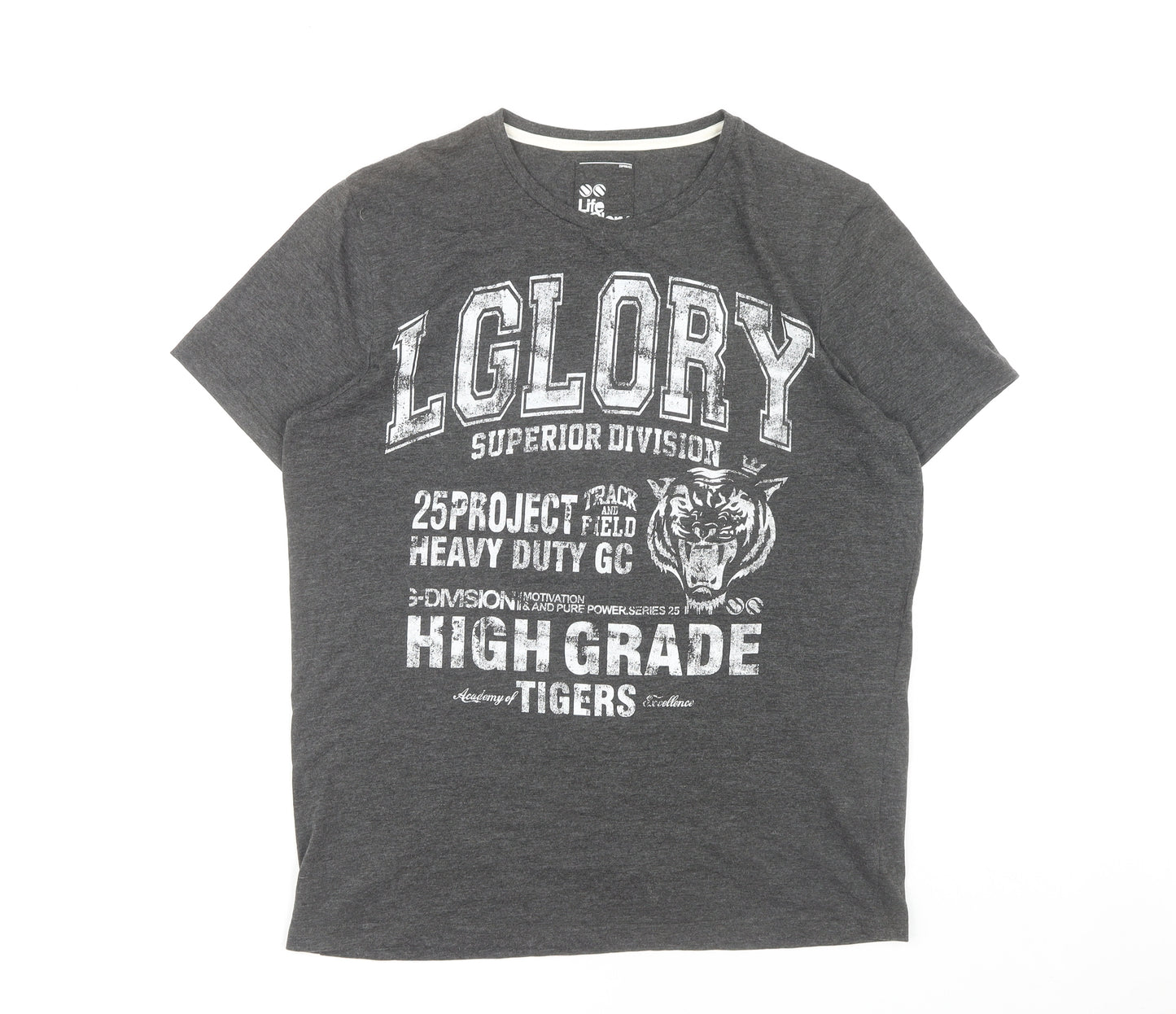 Officers Club Men's Grey XL Sporty Graphic T-Shirt