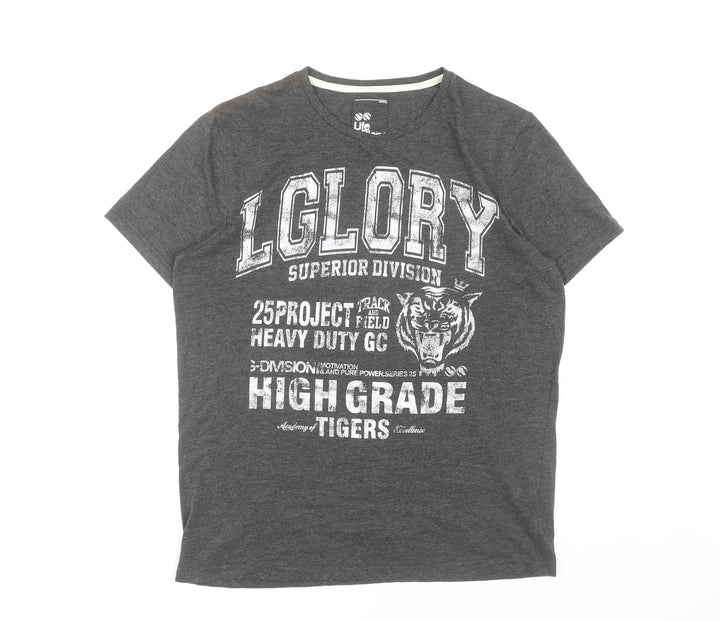 Officers Club Men's Grey XL Sporty Graphic T-Shirt