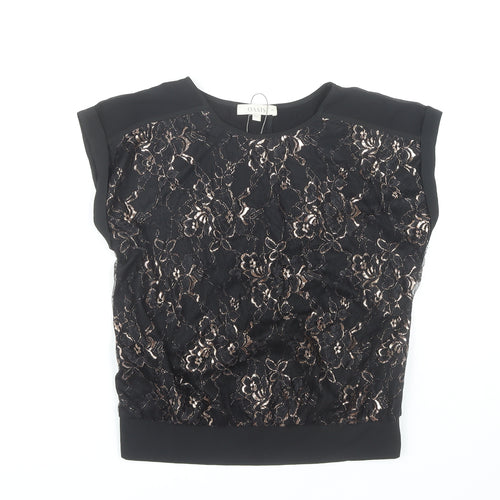 Oasis Black Floral Lace Blouse Women's XS Sleeveless