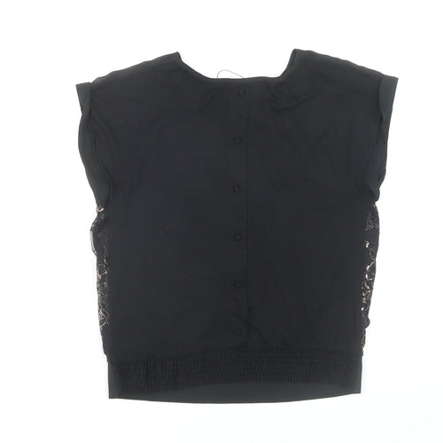 Oasis Black Floral Lace Blouse Women's XS Sleeveless