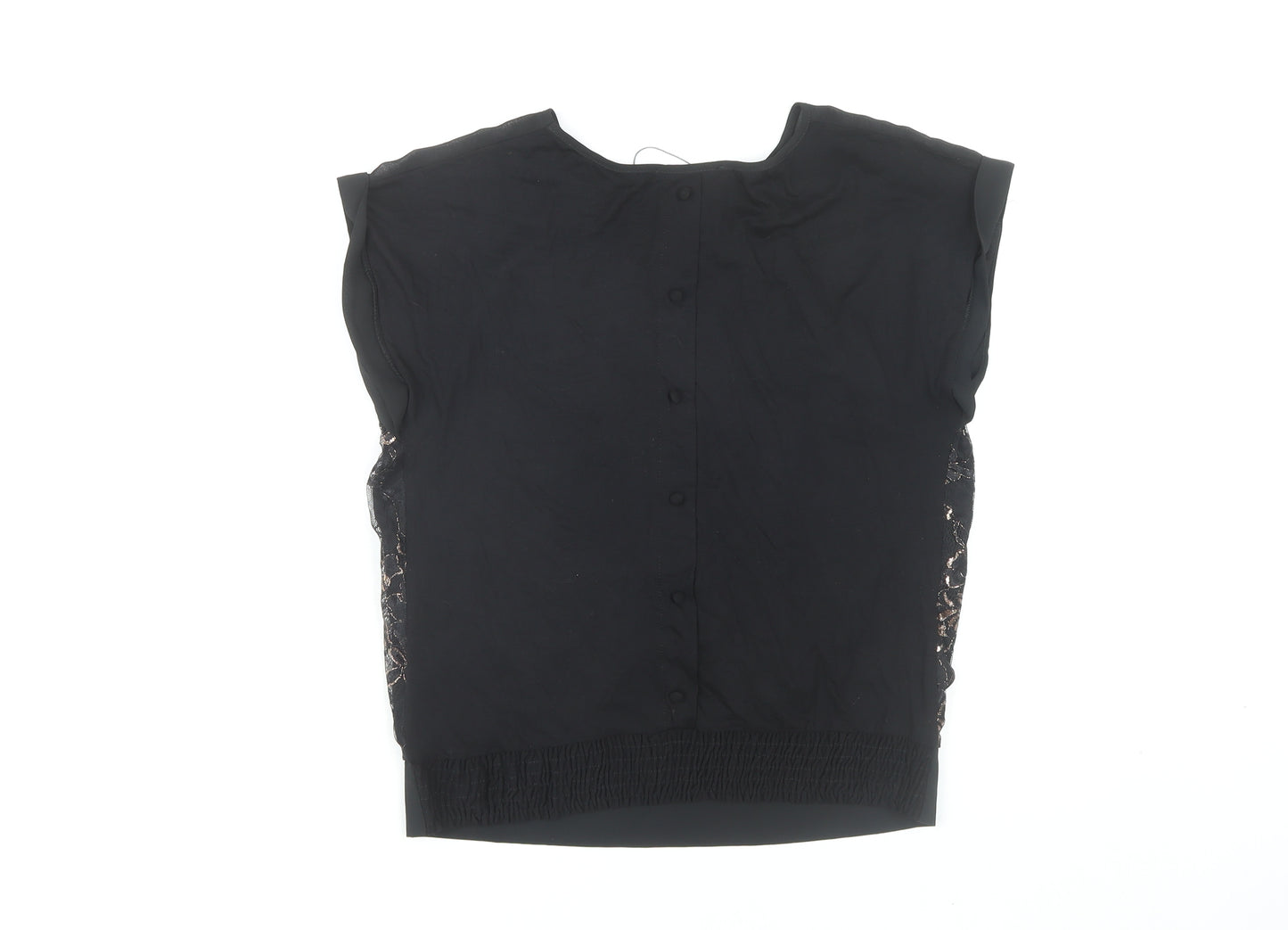 Oasis Black Floral Lace Blouse Women's XS Sleeveless