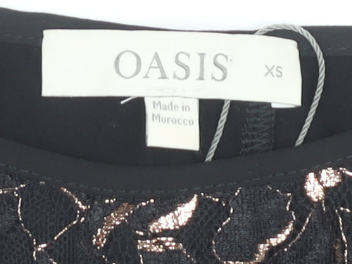 Oasis Black Floral Lace Blouse Women's XS Sleeveless