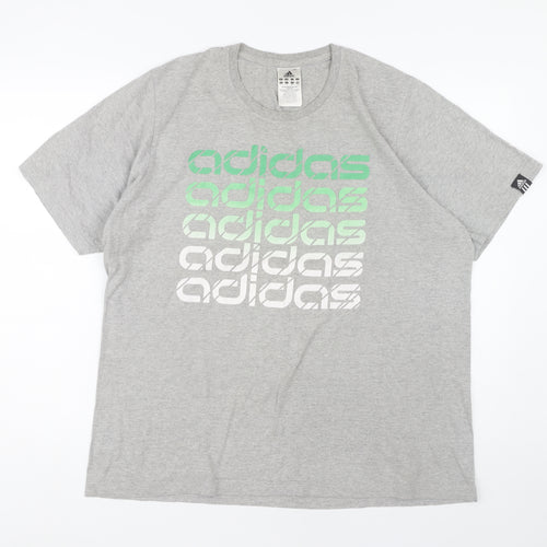 Adidas Men's Grey Logo T-Shirt L Sports Jersey