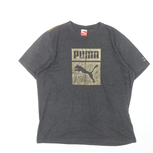 Puma Men's Grey Logo T-Shirt, Size L