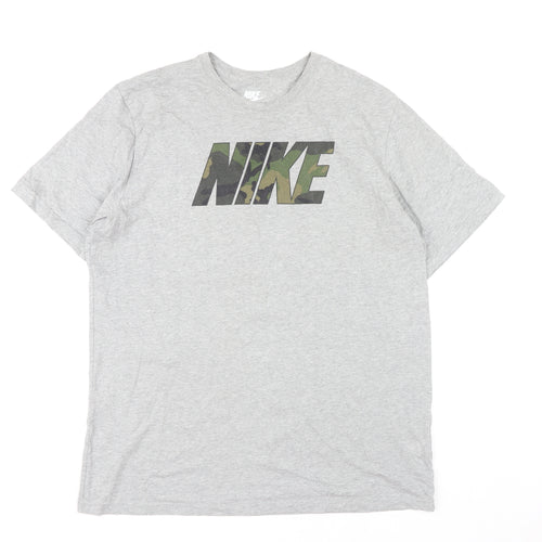 Nike Men's Grey Cotton XL Graphic Logo T-Shirt