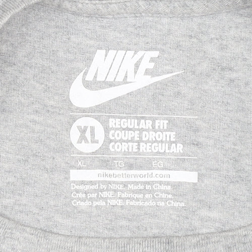 Nike Men's Grey Cotton XL Graphic Logo T-Shirt