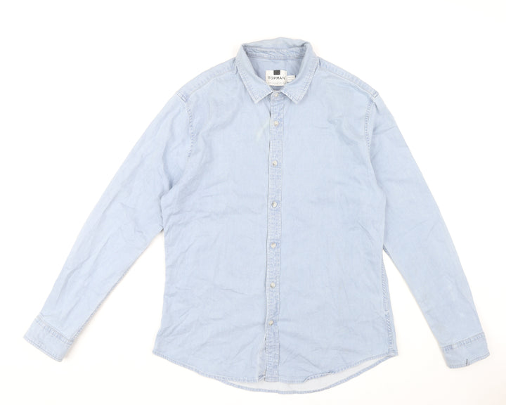 Topman Men's Blue XL Button-Up Casual Shirt