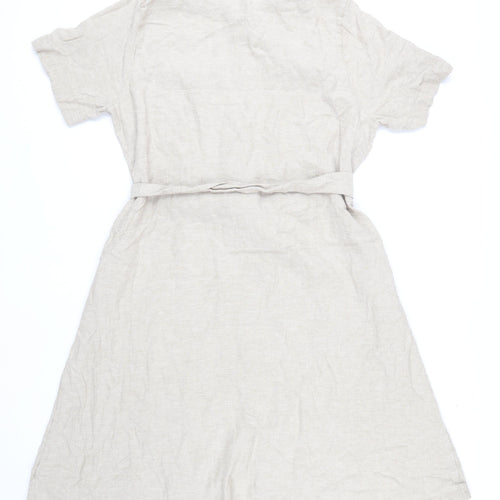 Marks and Spencer Women's Beige Linen Shirt Dress Size 20
