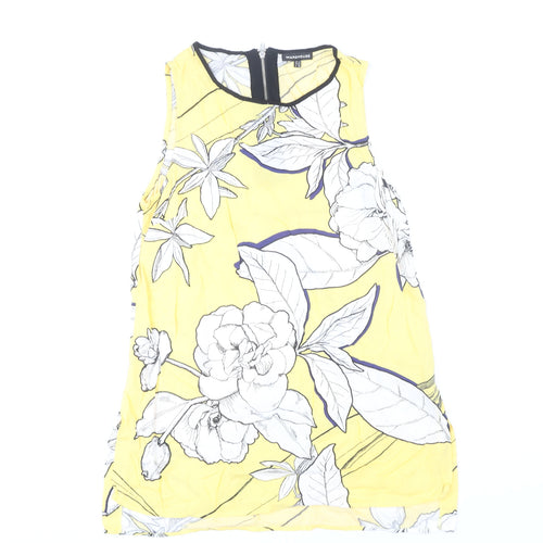 Warehouse Women's Yellow Floral Sleeveless Blouse UK 12