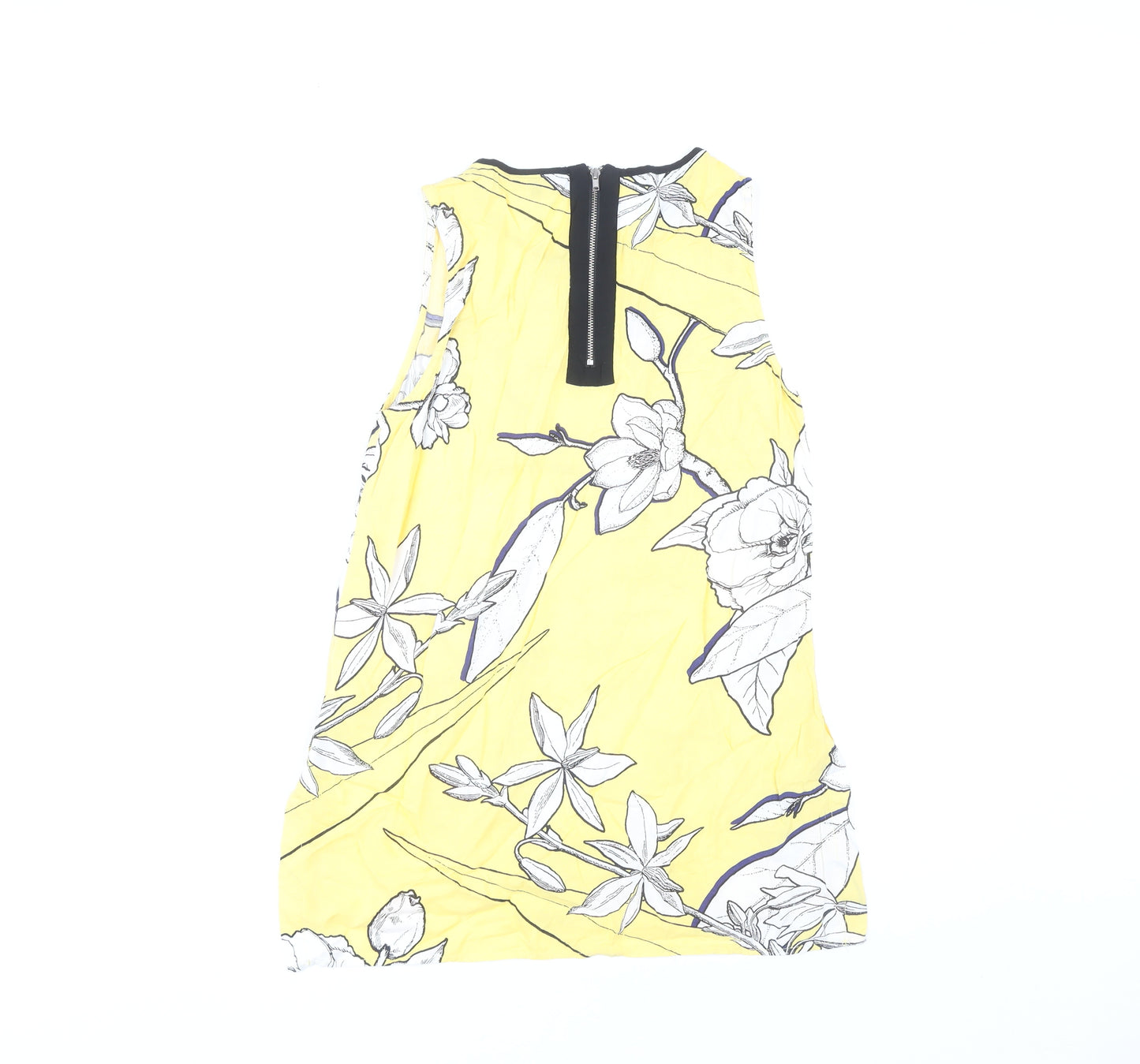 Warehouse Women's Yellow Floral Sleeveless Blouse UK 12