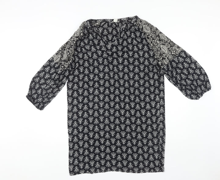 Monsoon Women's Black Geometric Shift Dress Size 8