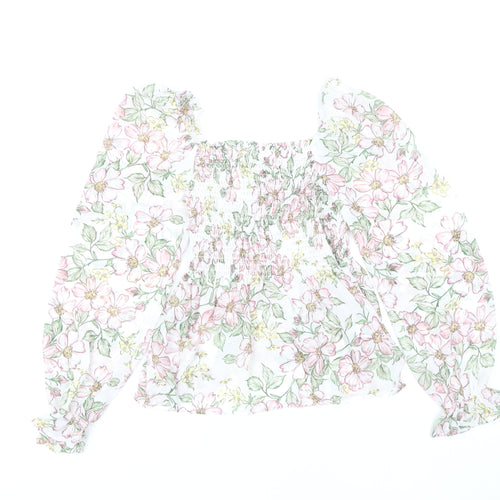 Apricot Women's Floral Blouse, Size 8, Cropped Style