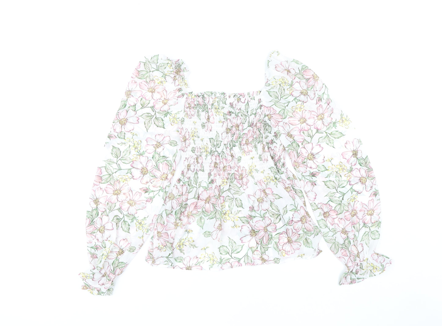 Apricot Women's Floral Blouse, Size 8, Cropped Style