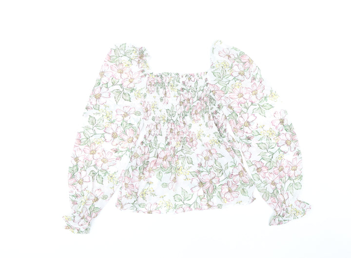 Apricot Women's Floral Blouse, Size 8, Cropped Style