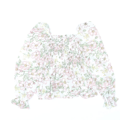 Apricot Women's Floral Blouse, Size 8, Cropped Style