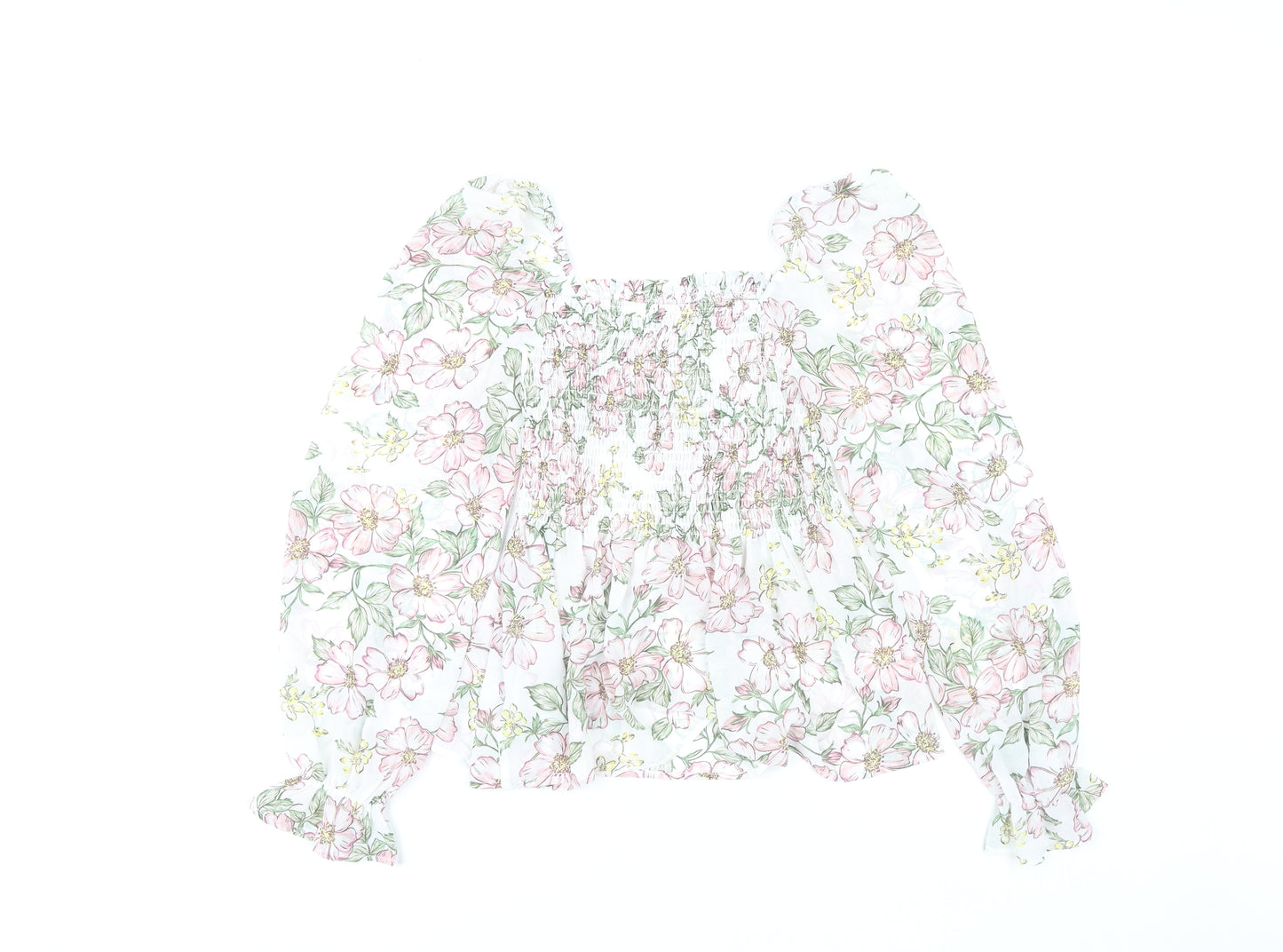 Apricot Women's Floral Blouse, Size 8, Cropped Style