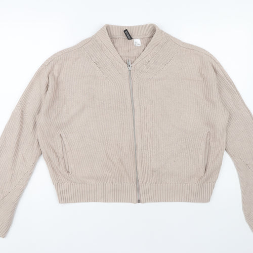 H&M Women's Beige Full Zip Jacket Size 14