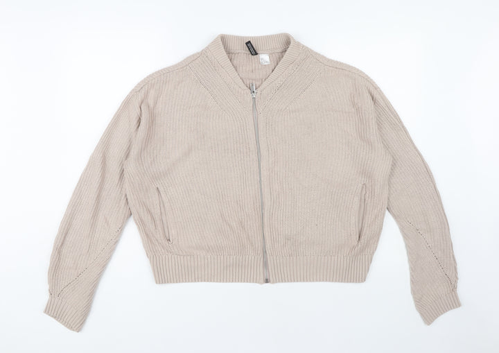 H&M Women's Beige Full Zip Jacket Size 14