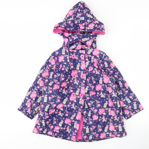 Lily & Lola Girls Floral Rain Coat, Multicoloured, 5-6 Years