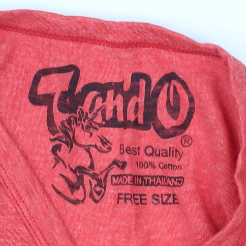 Liondo Men's Red V-Neck Graphic T-Shirt, One Size